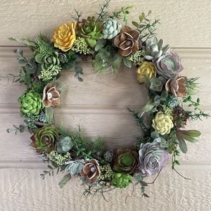 14” sola wood succulent wreath